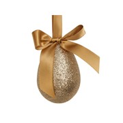 Jaje s mašnom gliter 10cm šampanj