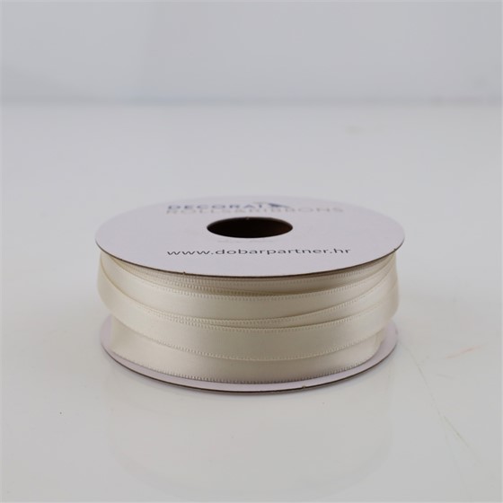 Traka saten 10mm/50m premium antique bijela 028