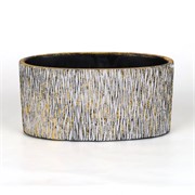 Cement posuda oval 23x12xh11cm bijela/zlatna
