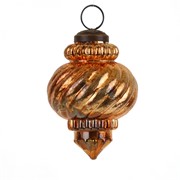 Staklena kuglica antik luster 7x10cm staro zlato