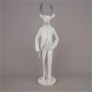 Jelen polirezin flokiran h44cm 13,5x13cm bijela/srebrna