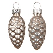 Staklene kuglice češeri h6d2,5cm x12kom tan S/M