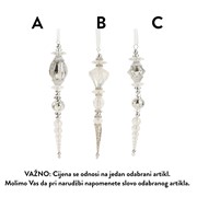 Ukras za bor plastični kristal d2,8cm h16cm srebrna 3ass