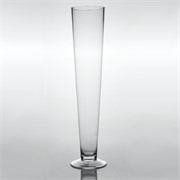 Staklo vaza konus na nogu h50d12cm šlif