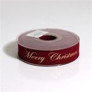 Traka Gold Merry Christmas velvet 25mm/10m bordo