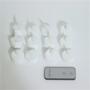 LED lučice 3,8x4,6h cm x12kom bijele s daljinskim