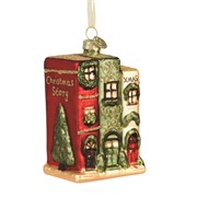 Staklene kuglice kućica/knjige h9,7x6,3x4,9cm crvena/zelena/zlatna