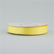 Traka saten na točke 16mm/25m limun žuta/bijela 640