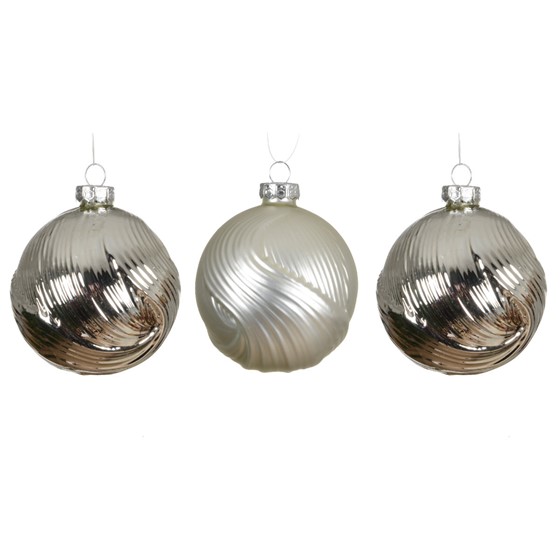 Staklene kuglice 8cm 3kom srebrna