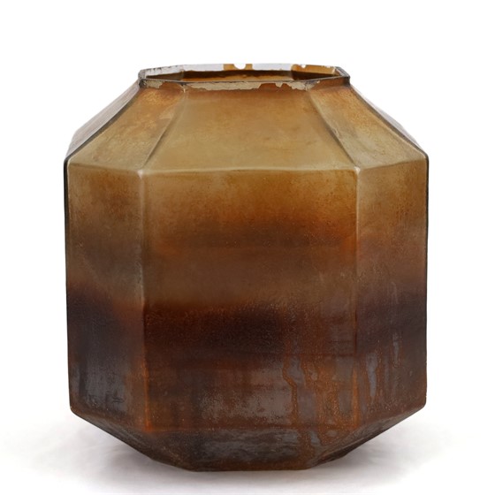 Staklo vaza oktagon h27cm d24cm sjaj smeđa