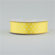 Traka saten na točke 25mm/25m limun žuta/bijela 640