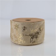 Traka Geometric Xmas 63mm/10m natur/zlatna
