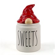 Keramička posuda s poklopcem gnom sweets h20cm d11,5cm crvena/bijela