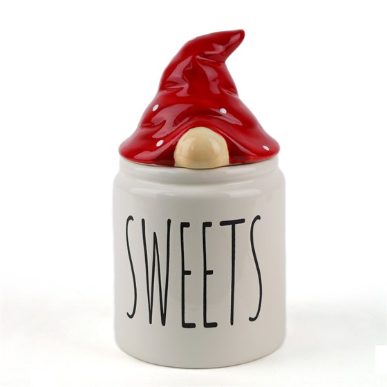 Keramička posuda s poklopcem gnom sweets h20cm d11,5cm crvena/bijela