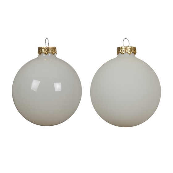 Staklene kuglice 8cm x4kom vuneno bijela S/M