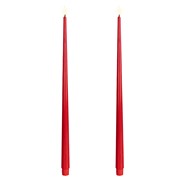 LED svijeća konus x2kom d2,2 h42,5cm crvena ww