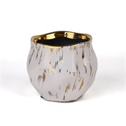 Keramička posuda glazirana h11cm d12,5cm bijela/zlatna