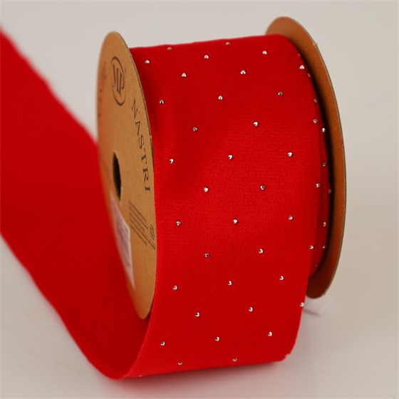 Traka Xmas diamonds 63mm/10m crvena 08