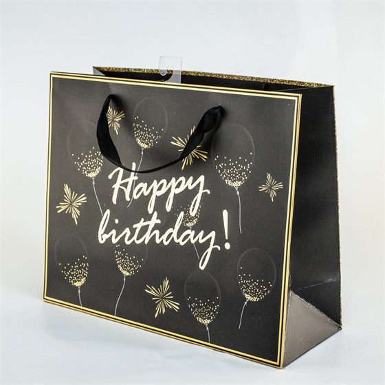 Vrećica 32x12cm h26cm deblji papir Happy birthday