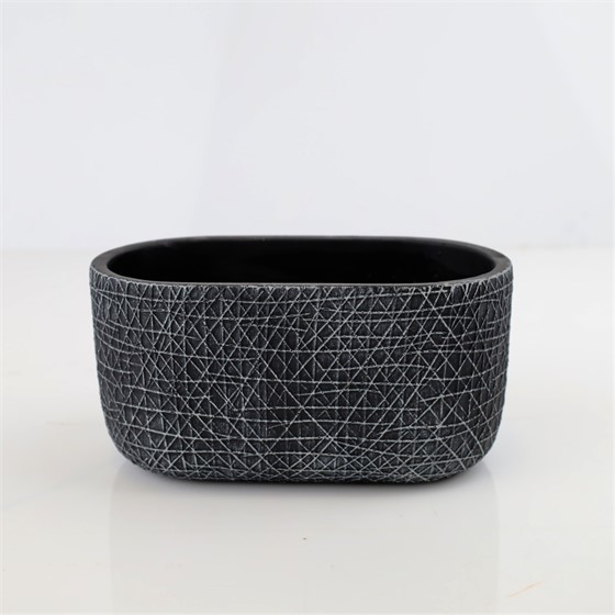 Cement posuda oval 20x11xh10cm crna