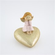Anđelica na srcu h16 d14cm glitter - roza/zlatna