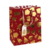Vrećica 26x32x15cm božićni motivi crvena/zlatna