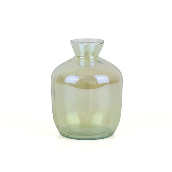 Staklo vaza amfora h18cm d13cm sjaj sivo zelena