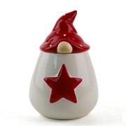 Keramička posuda s poklopcem gnom h19,5cm d13cm crvena/bijela