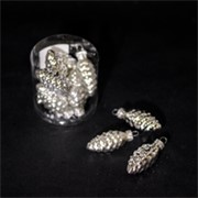 Staklene kuglice češer h6d2,5cm x12kom srebrne