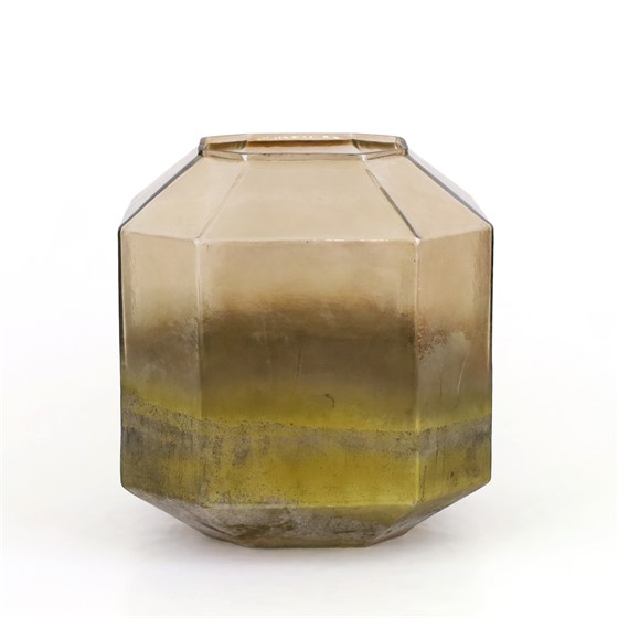 Staklo vaza oktagon h26,5cm d24cm sjaj zelena