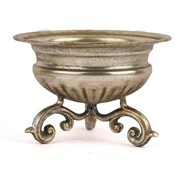 Metalna posuda na nožice d20cm h13cm srebrna
