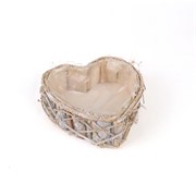 Posuda srce kora/pruće 20x20x7cm bijeljena S