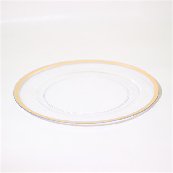 Tanjur plastični sa sv.zlatnim rubom 33cm transparent