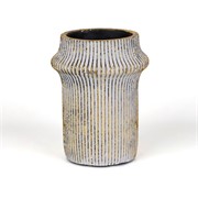 Cement vaza ribbed d15xh19cm bijela/zlatna
