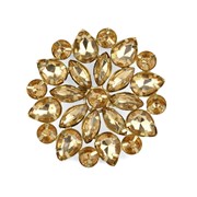 Broš- cvijet s kristalima 6x5.5cm zlatna