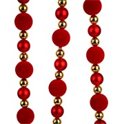 Girlanda plastične kuglice 1.8m, d2.5cm flok- crvena