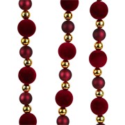 Girlanda plastične kuglice 1.8m, d2.5cm flok- bordo