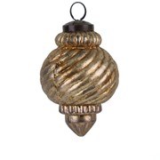 Staklena kuglica antik luster 9x12cm šampanj