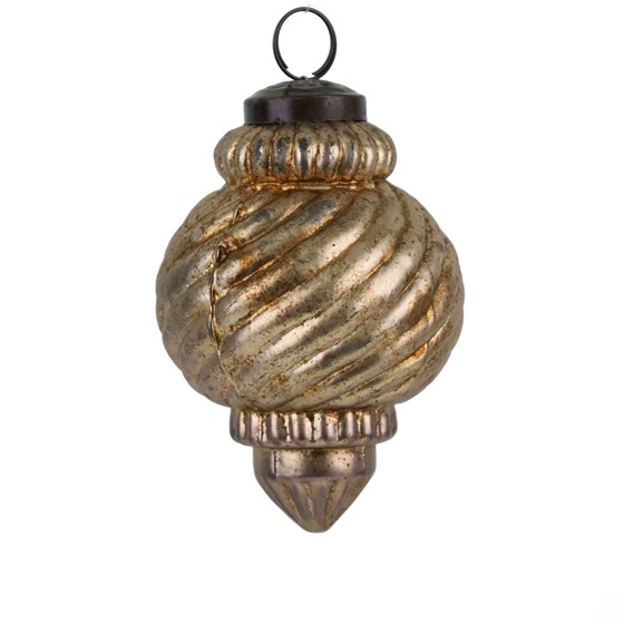 Staklena kuglica antik luster 9x12cm šampanj