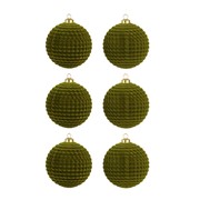 Plastične kuglice  8cm/6kom flok s uzorkom-m.zelena