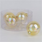 Staklene kuglice 10cm/4kom - zlatna transp.iris