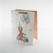 Vrećica 32x12cm h26cm medo s balonima bijela