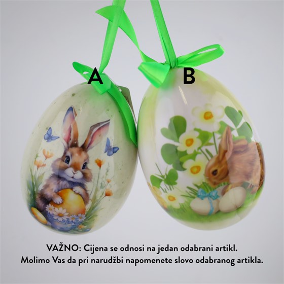Jaje plastično dekorativno 15cm 2ass