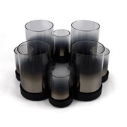 Svijećnjak metal/staklo h12,5cm d26cm x8 crna/antracit