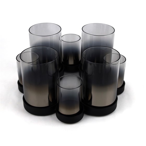 Svijećnjak metal/staklo h12,5cm d26cm x8 crna/antracit