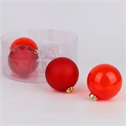 Staklene kuglice 10cm/4kom - crvena M/mat transp.