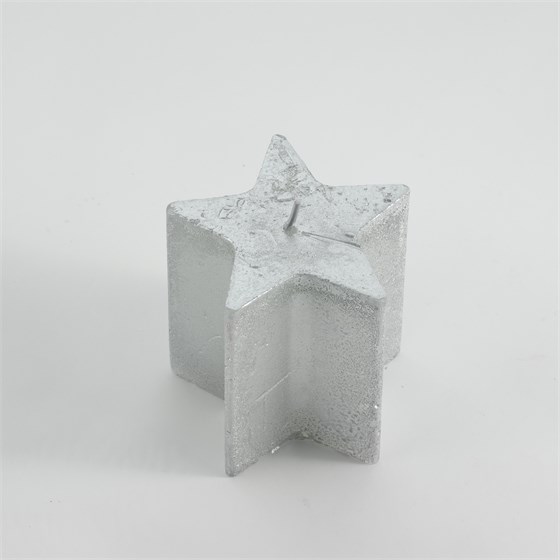 Svijeća metalik zvijezda 7x7,5cm - srebrna