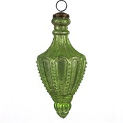 Staklena kuglica antik luster 8x16cm antik sv.zelena