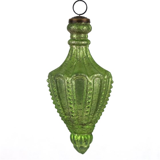 Staklena kuglica antik luster 8x16cm antik sv.zelena