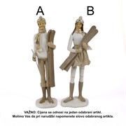 Figura skijaš/skijašica h31,5cm 10x8cm 2ass bijela/krem/glitter